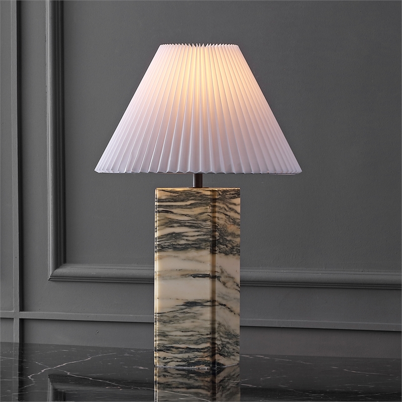 Safavieh Mackenzie Square Marble and Iron Table Lamp in Cream / White
