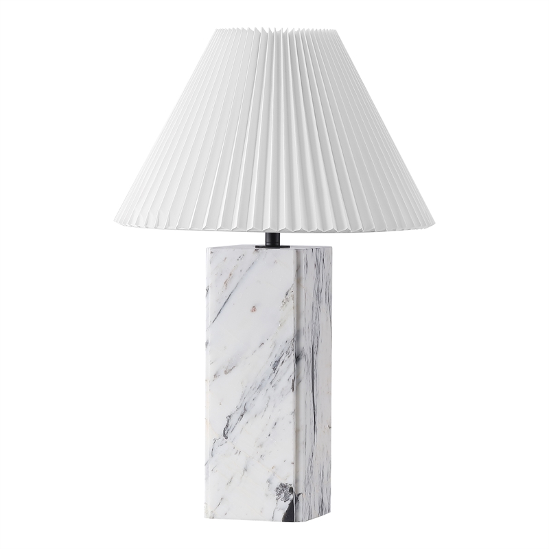Safavieh Mackenzie Square Marble and Iron Table Lamp in White / Black