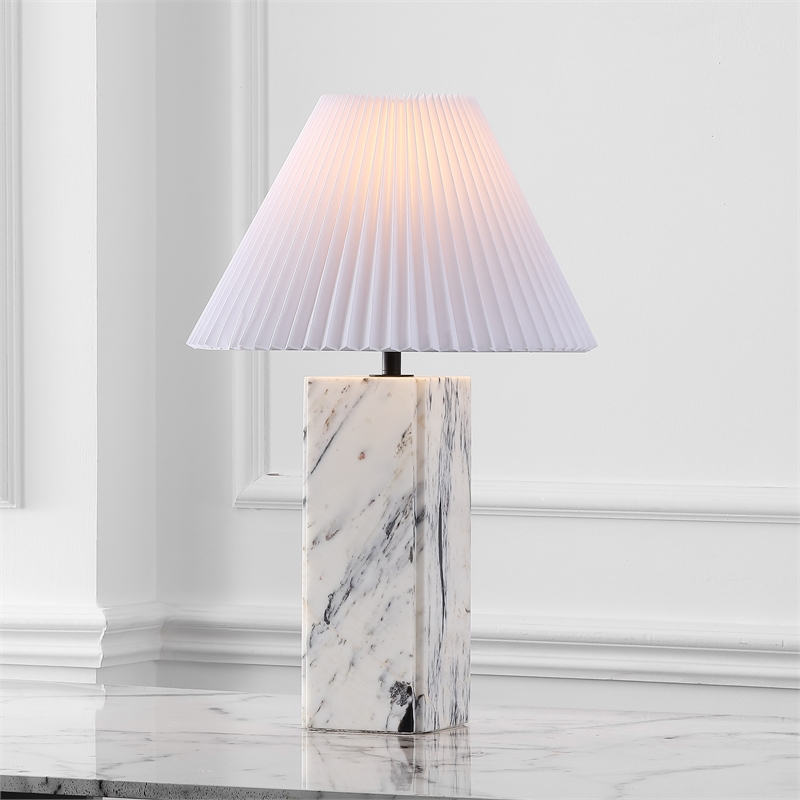 Safavieh Mackenzie Square Marble and Iron Table Lamp in White / Black