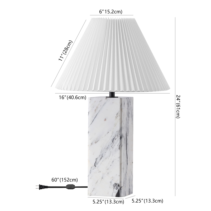 Safavieh Mackenzie Square Marble and Iron Table Lamp in White / Black