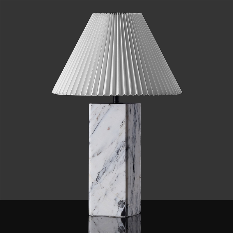 Safavieh Mackenzie Square Marble and Iron Table Lamp in White / Black