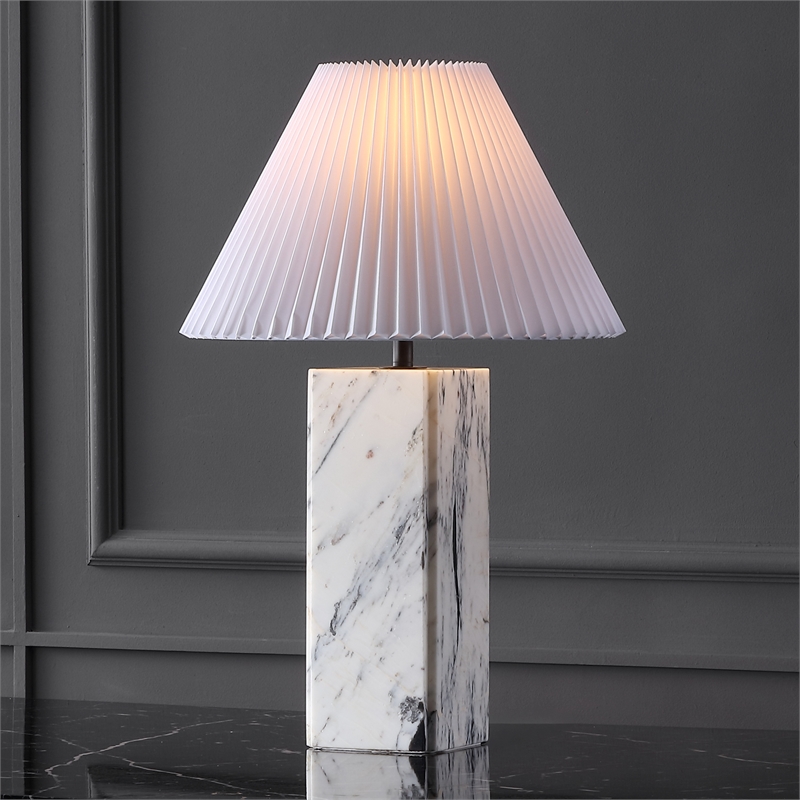Safavieh Mackenzie Square Marble and Iron Table Lamp in White / Black