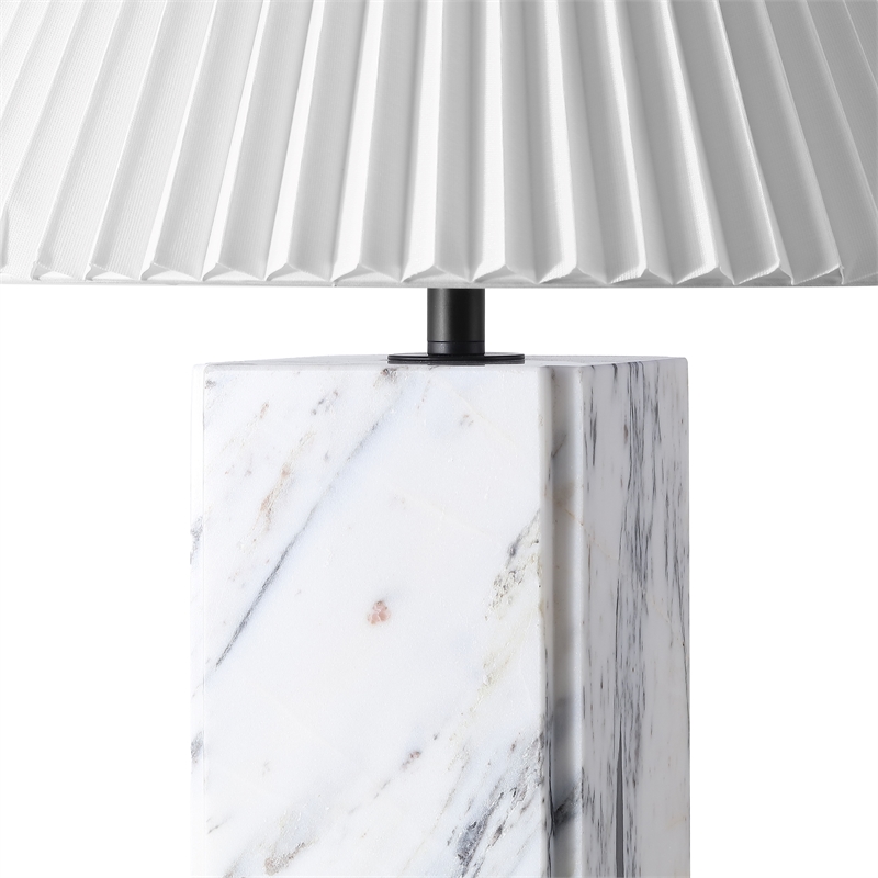 Safavieh Mackenzie Square Marble and Iron Table Lamp in White / Black