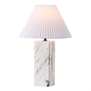 safavieh mackenzie square marble and iron table lamp in white / black