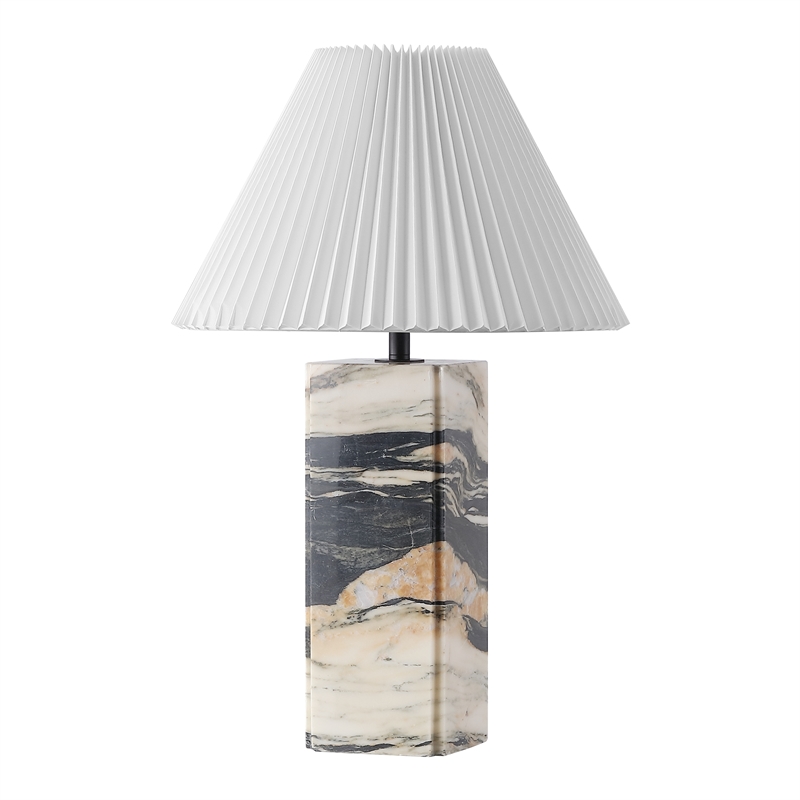 Safavieh Mackenzie Square Marble and Iron Table Lamp in Light Brown / Black