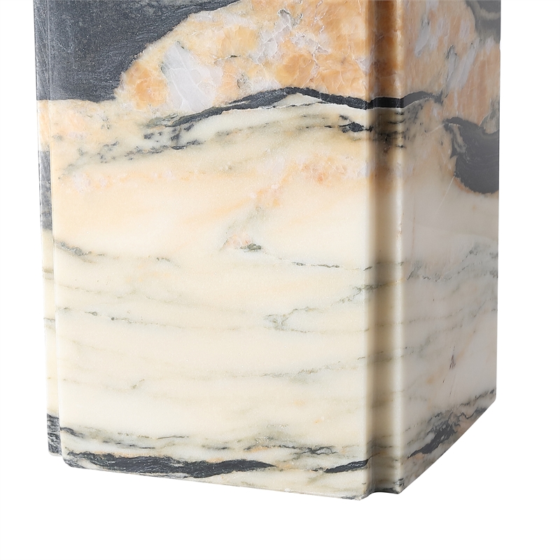 Safavieh Mackenzie Square Marble and Iron Table Lamp in Light Brown / Black