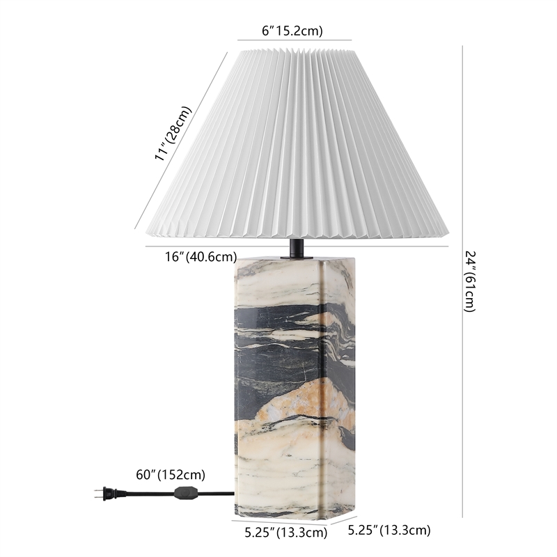Safavieh Mackenzie Square Marble and Iron Table Lamp in Light Brown / Black