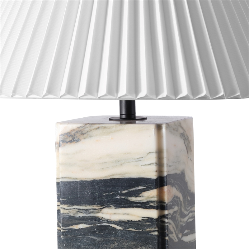 Safavieh Mackenzie Square Marble and Iron Table Lamp in Light Brown / Black