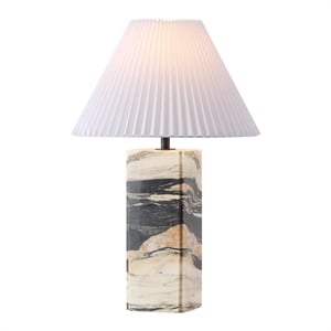 Safavieh Mackenzie Square Marble and Iron Table Lamp in Light Brown / Black