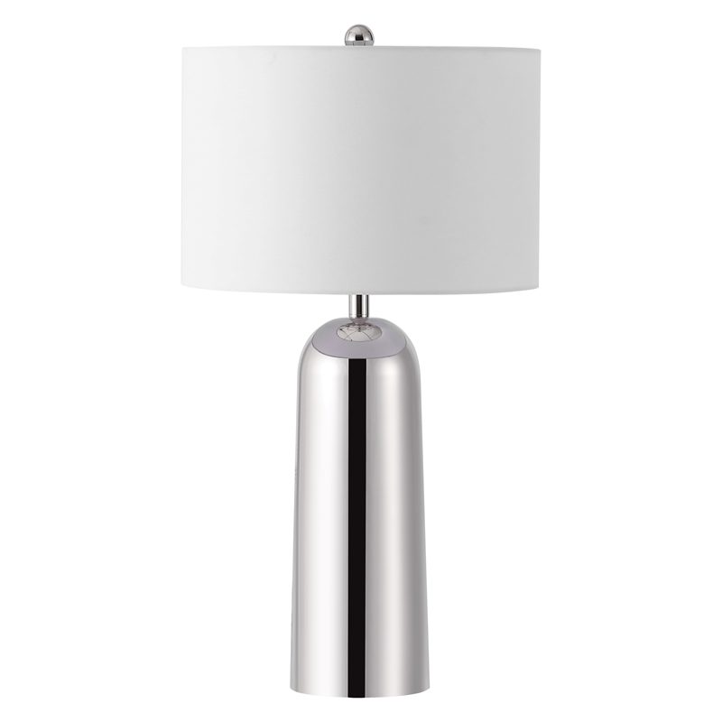 Safavieh Chadric Travertine and Iron Lamp in Silver / White