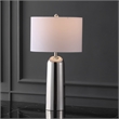 Safavieh Chadric Travertine and Iron Lamp in Silver / White