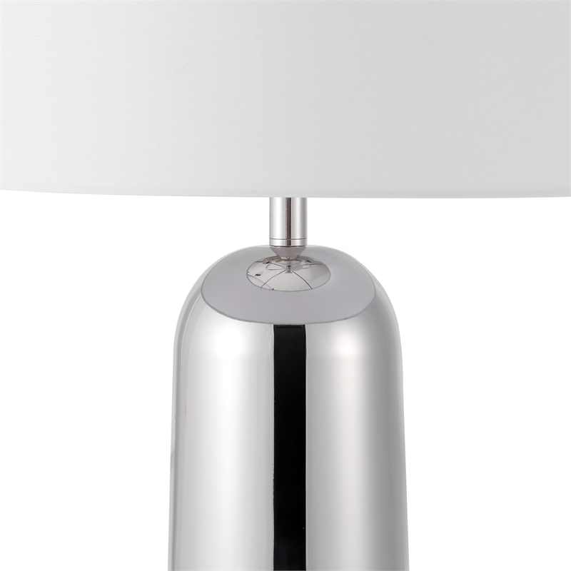 Safavieh Chadric Travertine and Iron Lamp in Silver / White