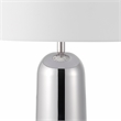 Safavieh Chadric Travertine and Iron Lamp in Silver / White