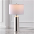 Safavieh Chadric Travertine and Iron Lamp in Silver / White