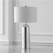 Safavieh Chadric Travertine and Iron Lamp in Silver / White