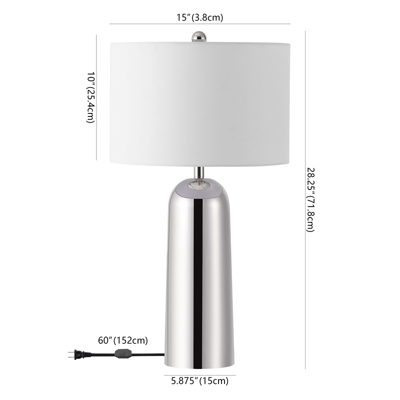 Safavieh Chadric Travertine and Iron Lamp in Silver / White