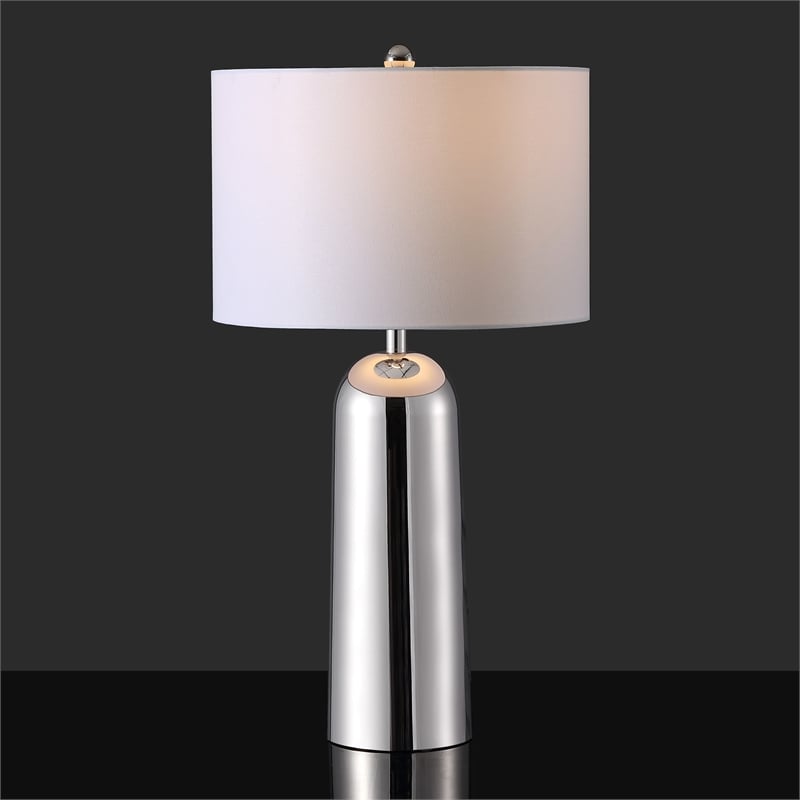 Safavieh Chadric Travertine and Iron Lamp in Silver / White