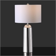 Safavieh Chadric Travertine and Iron Lamp in Silver / White