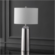 Safavieh Chadric Travertine and Iron Lamp in Silver / White