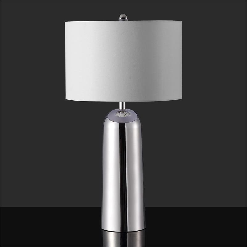 Safavieh Chadric Travertine and Iron Lamp in Silver / White