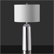 Safavieh Chadric Travertine and Iron Lamp in Silver / White
