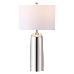 safavieh chadric travertine and iron lamp in silver / white