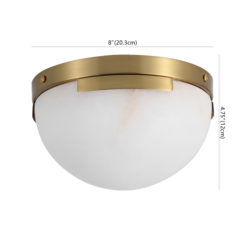 Safavieh Eddie Alabaster Iron Flush Mount in Brass / Off White