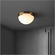 Safavieh Eddie Alabaster Iron Flush Mount in Brass / Off White