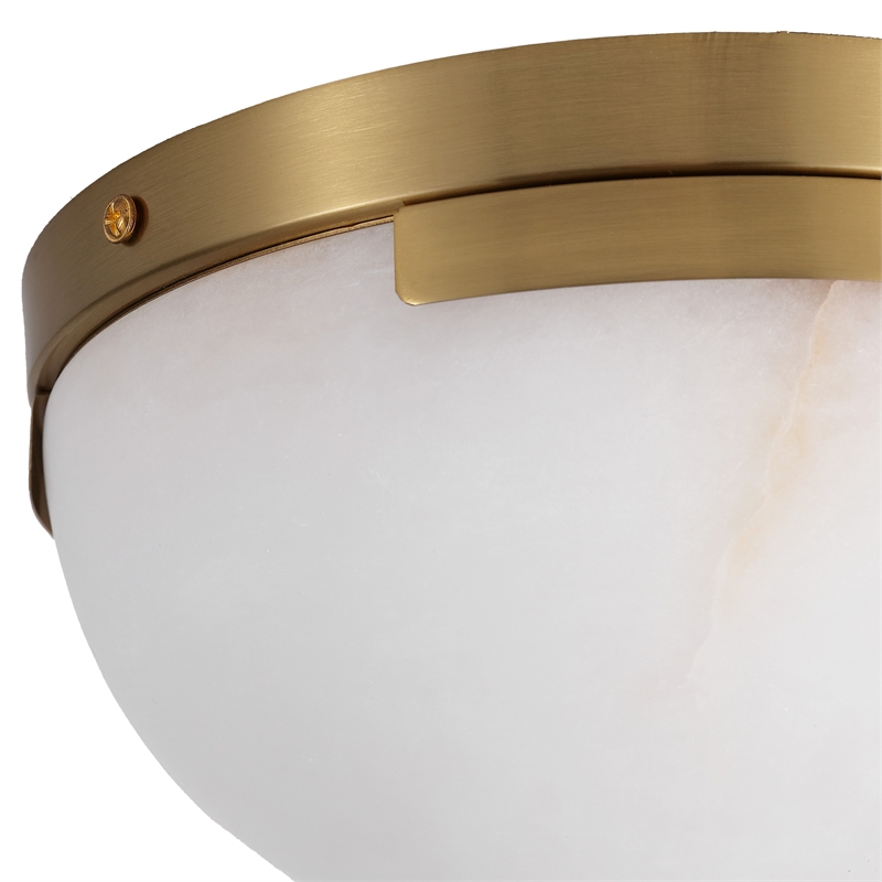Safavieh Eddie Alabaster Iron Flush Mount in Brass / Off White