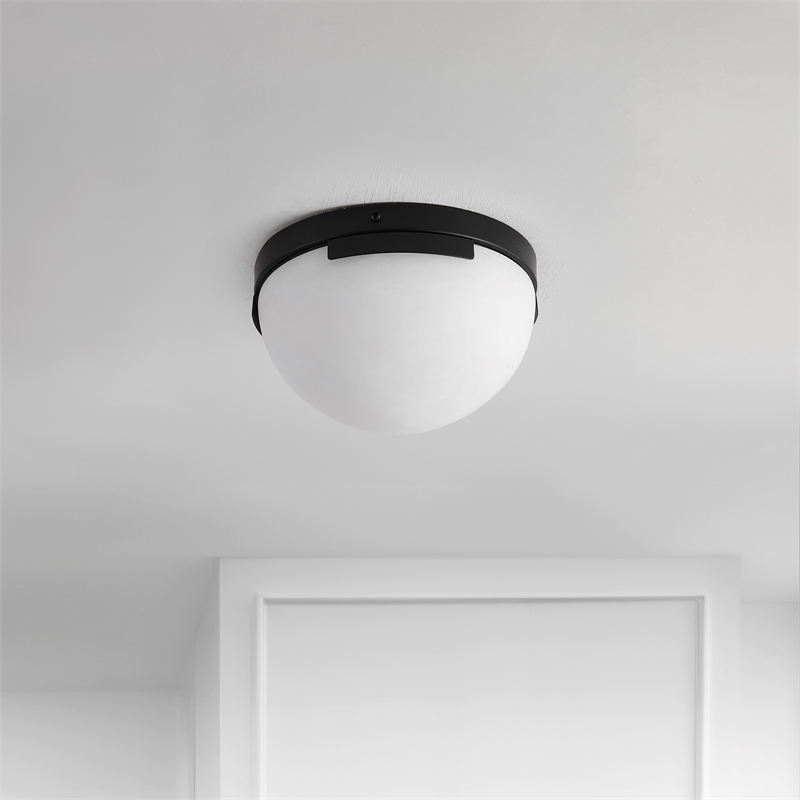 Safavieh Eddie Alabaster Iron Flush Mount in Black / Off White