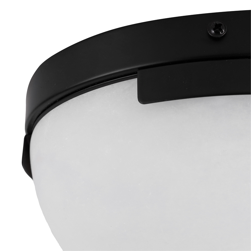 Safavieh Eddie Alabaster Iron Flush Mount in Black / Off White
