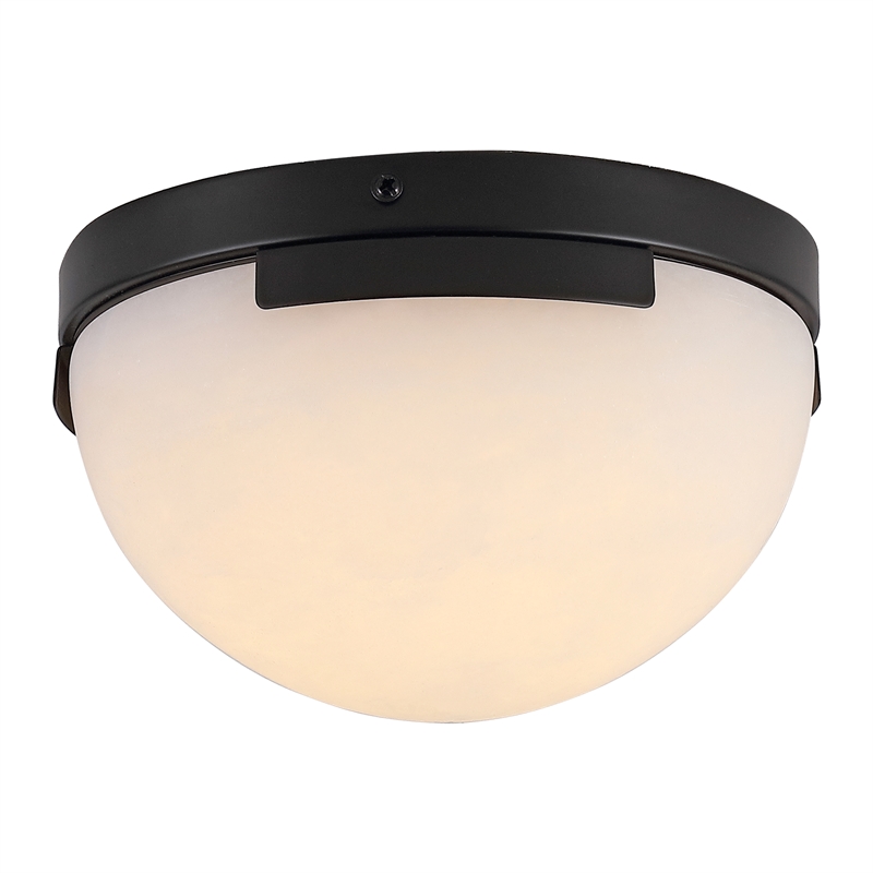 Safavieh Eddie Alabaster Iron Flush Mount in Black / Off White