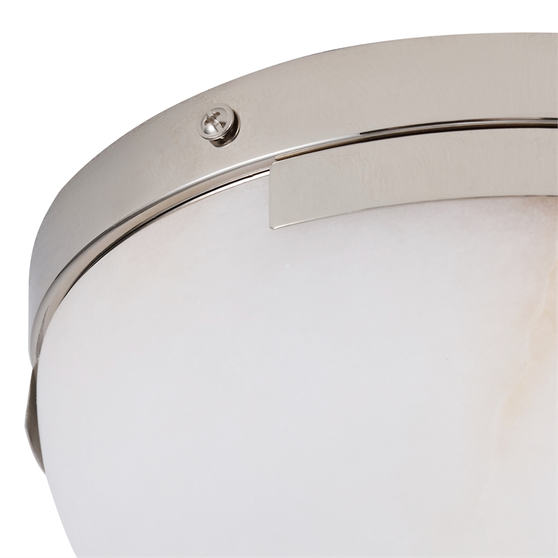 Safavieh Eddie Alabaster Iron Flush Mount in Silver / Off White