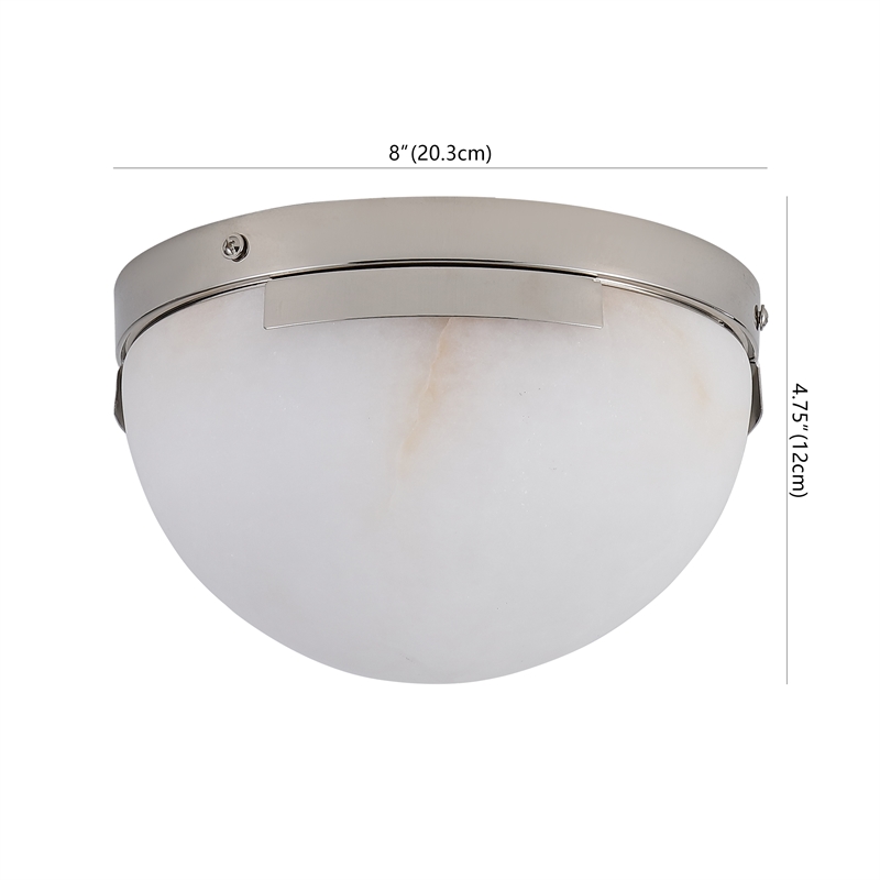 Safavieh Eddie Alabaster Iron Flush Mount in Silver / Off White