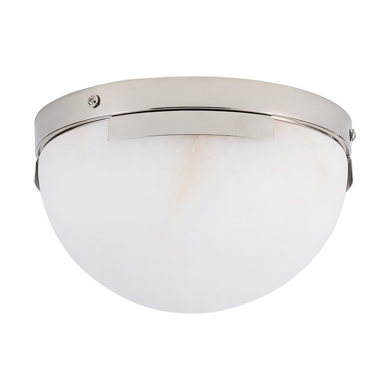Safavieh Eddie Alabaster Iron Flush Mount in Silver / Off White