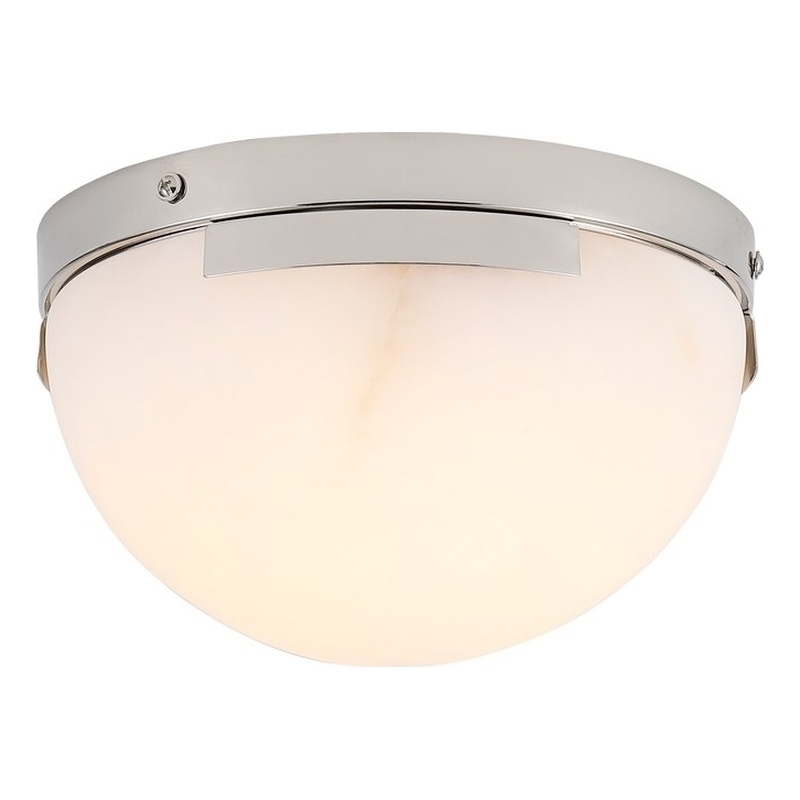 Safavieh Eddie Alabaster Iron Flush Mount in Silver / Off White