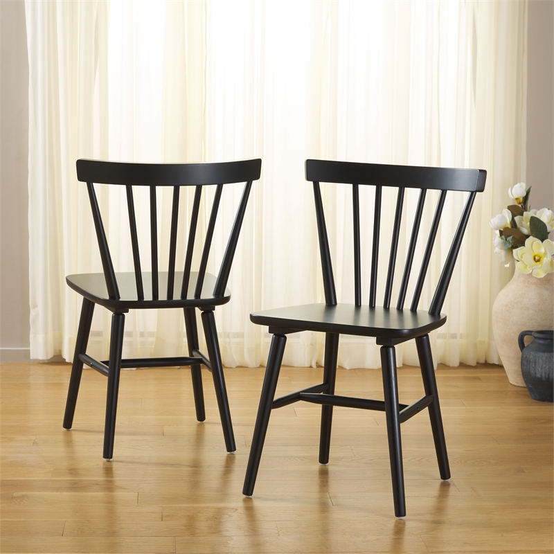 Safavieh Winona Wood and Steel Spindle Back Dining Chair in Matte Black