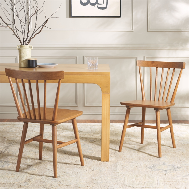 Safavieh Winona Wood and Steel Spindle Back Dining Chair in Brown
