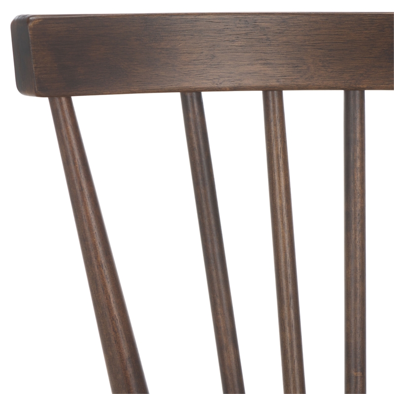 Safavieh Winona Wood and Steel Spindle Back Dining Chair in Dark Walnut