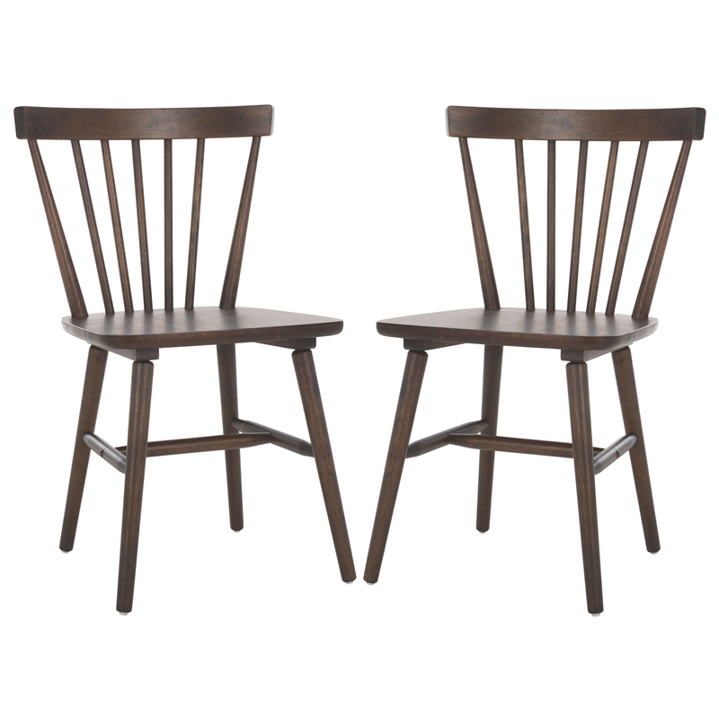 Safavieh Winona Wood and Steel Spindle Back Dining Chair in Dark Walnut