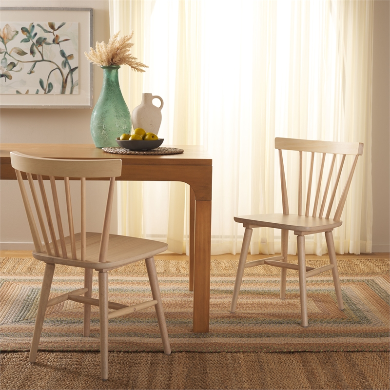 Safavieh Winona Wood and Steel Spindle Back Dining Chair in White