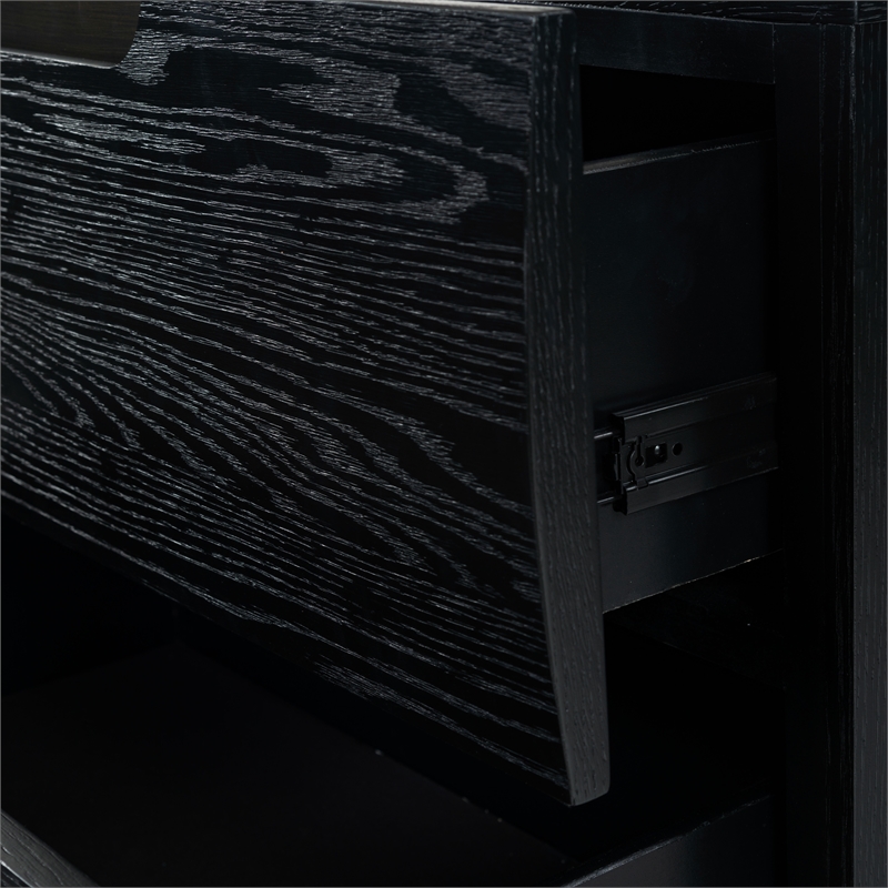 Safavieh Beethoven Solid Wood 2 Drawer Nightstand in Black