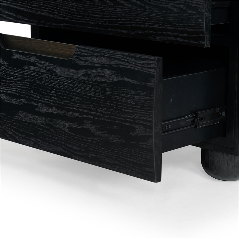 Safavieh Beethoven Solid Wood 2 Drawer Nightstand in Black