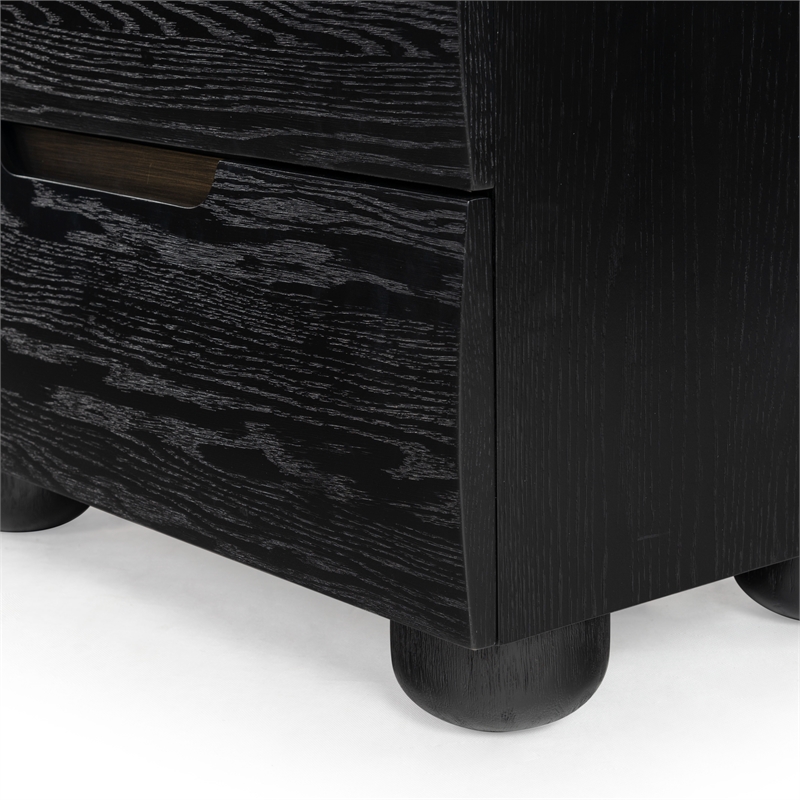 Safavieh Beethoven Solid Wood 2 Drawer Nightstand in Black