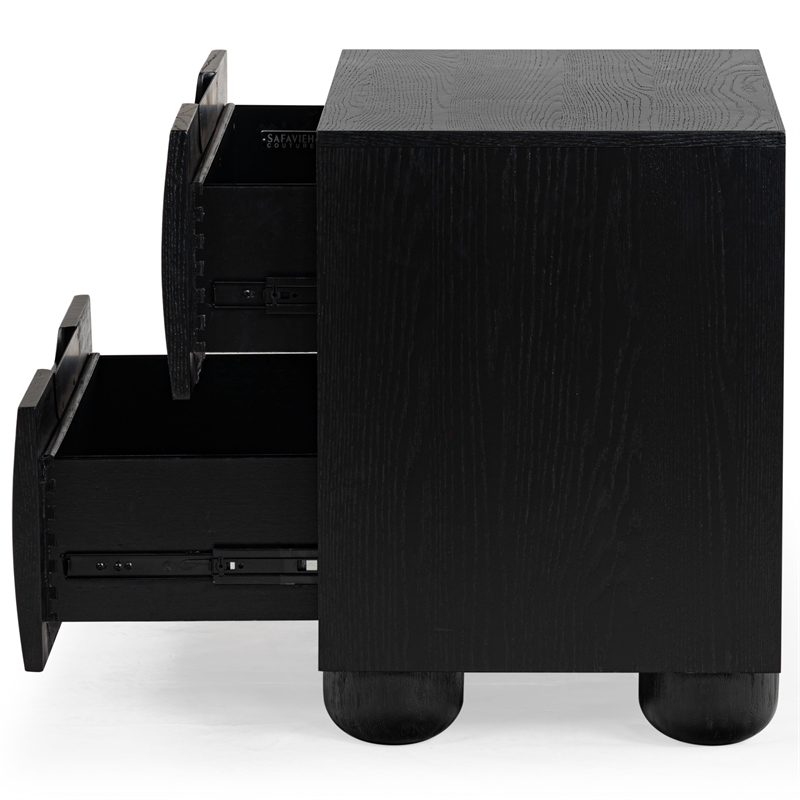 Safavieh Beethoven Solid Wood 2 Drawer Nightstand in Black