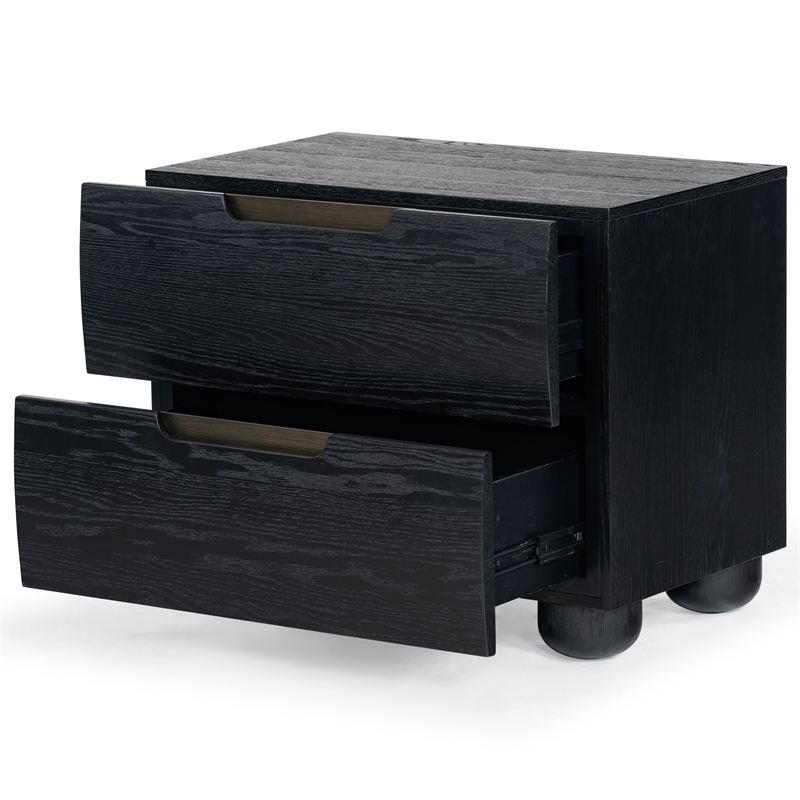 Safavieh Beethoven Solid Wood 2 Drawer Nightstand in Black