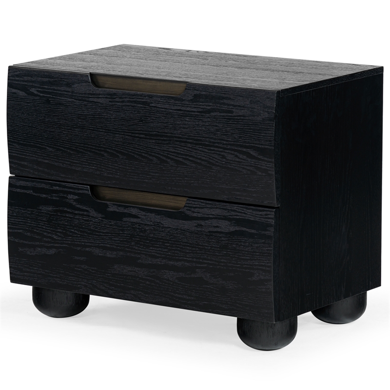 Safavieh Beethoven Solid Wood 2 Drawer Nightstand in Black
