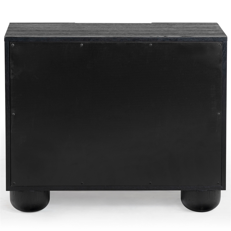 Safavieh Beethoven Solid Wood 2 Drawer Nightstand in Black