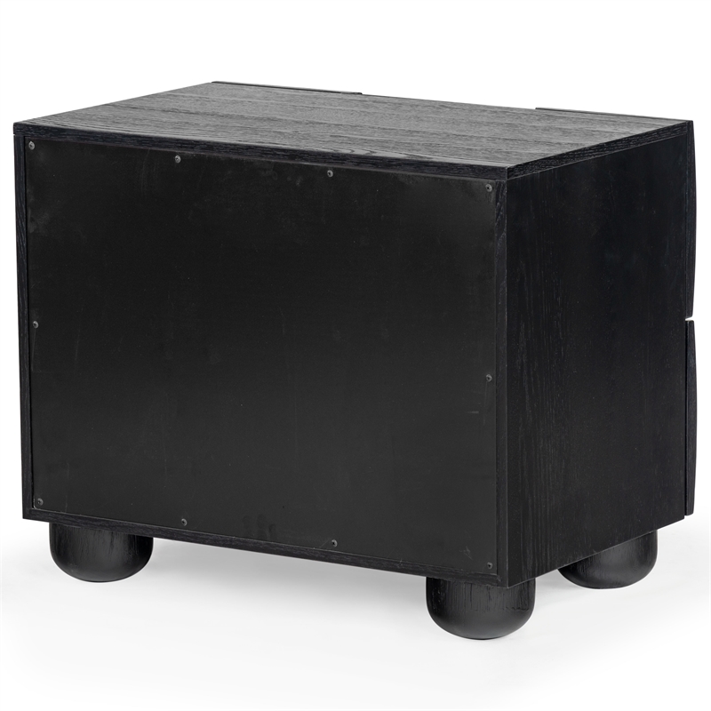 Safavieh Beethoven Solid Wood 2 Drawer Nightstand in Black