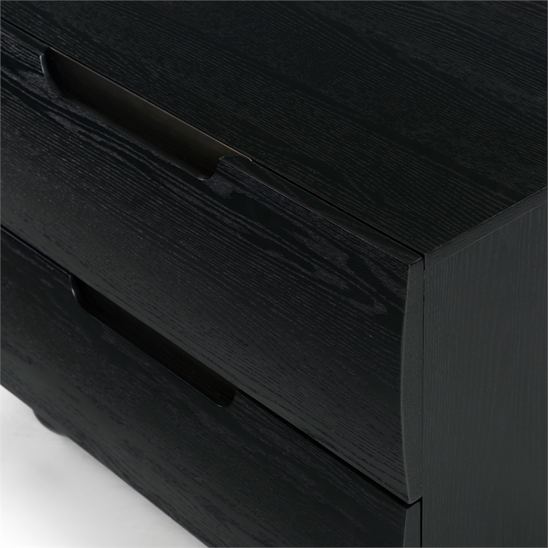 Safavieh Beethoven Solid Wood 2 Drawer Nightstand in Black